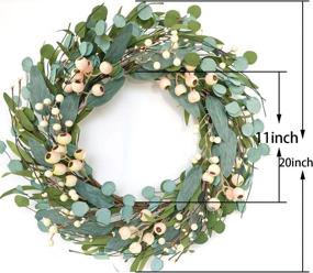 img 3 attached to Bibelot 20-inch Artificial Eucalyptus Wreath with Green Leaves, White Berry Accents, and Large Berries for Front Door - All Seasons Year-Round Home Decor and Door Wreath