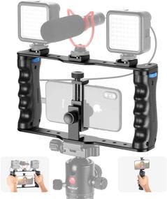 img 4 attached to Neewer Aluminum Film-Making Case with Smartphone Video Rig, Phone Video Stabilizer Grip Tripod Mount for Videomaker, Compatible with iPhone 11, 11 Pro, 11 Pro Max, X, Xs, 13, 13 Pro, 13 Mini, 13 Pro Max, Android