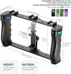 img 3 attached to Neewer Aluminum Film-Making Case with Smartphone Video Rig, Phone Video Stabilizer Grip Tripod Mount for Videomaker, Compatible with iPhone 11, 11 Pro, 11 Pro Max, X, Xs, 13, 13 Pro, 13 Mini, 13 Pro Max, Android