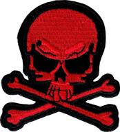 🖤 bold red & black skull & crossbones patch - 2 3/4" x 3" - iron on/sew on embroidered patch logo