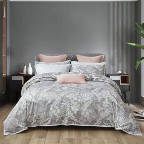 img 4 attached to 🛏️ CASA BOLAJ DESIGNED TO DREAM: Modern Printed 3 Pcs Duvet Cover Set (Shadow Grey, King) - A Dreamy Addition to Your Bedroom