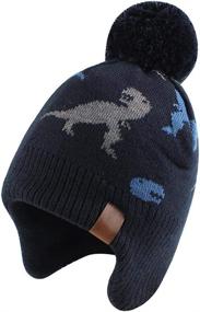 img 4 attached to Duoyeree Beanie Pom Pom Lining Dinosaur Outdoor Recreation for Climbing