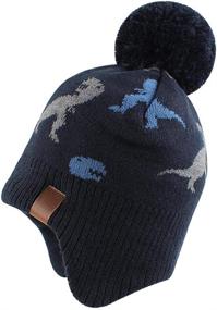 img 3 attached to Duoyeree Beanie Pom Pom Lining Dinosaur Outdoor Recreation for Climbing