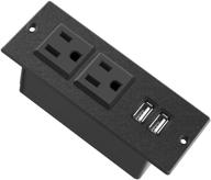 💡 black recessed power strip with furniture, 2 ac outlets & 2 usb ports, 9.85 ft cord – ideal for conference desk, kitchen, office, home, hotel logo