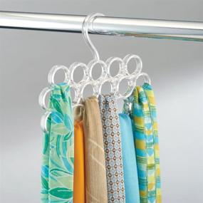 img 2 attached to 👗 mDesign Clear Plastic Closet Rod Hanging Storage Organizer Rack - Premium Scarf Holder for Bedroom, Coat Closet, Entryway, Mudroom - Organizes Scarves, Ties, Shawls - Snag Free Design, 16 Sections, 2 Pack