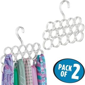 img 3 attached to 👗 mDesign Clear Plastic Closet Rod Hanging Storage Organizer Rack - Premium Scarf Holder for Bedroom, Coat Closet, Entryway, Mudroom - Organizes Scarves, Ties, Shawls - Snag Free Design, 16 Sections, 2 Pack