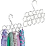 👗 mdesign clear plastic closet rod hanging storage organizer rack - premium scarf holder for bedroom, coat closet, entryway, mudroom - organizes scarves, ties, shawls - snag free design, 16 sections, 2 pack логотип