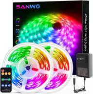 🌈 sanwo led strip lights music sync: 32.8ft dream color rgb 300leds with remote control for home kitchen - chasing effects & built-in ic логотип