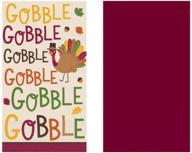 pack of 2 - gobble gobble/solid berry fall guest towels paper napkins for bathroom logo