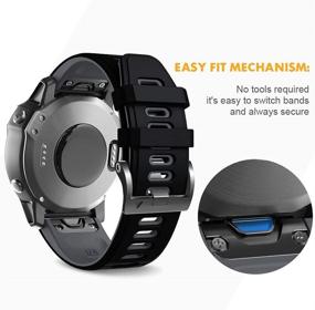 img 1 attached to 🕒 Notocity Black-Grey Watch Band for Fenix 6 Pro, Fenix 6, Fenix 5, Forerunner 935, 945, Approach S60, Quatix 5 - Compatible and Stylish