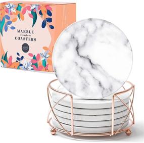 img 4 attached to 🍶 BlyssDecor Marble Coasters: Highly Absorbent Coaster Set for Elegant Tabletop Protection