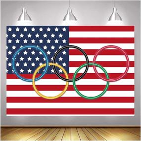 img 3 attached to 🌍 Vibrant Olympic Rings Photography Background: Ideal for Classroom, Garden, Grand Openings, Sports Clubs & Party Supplies - 5x3ft Olympic Sport Photo Backdrops Featuring Flags of Various Countries