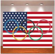 🌍 vibrant olympic rings photography background: ideal for classroom, garden, grand openings, sports clubs & party supplies - 5x3ft olympic sport photo backdrops featuring flags of various countries logo