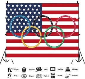 img 1 attached to 🌍 Vibrant Olympic Rings Photography Background: Ideal for Classroom, Garden, Grand Openings, Sports Clubs & Party Supplies - 5x3ft Olympic Sport Photo Backdrops Featuring Flags of Various Countries