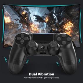 img 2 attached to 🎮 Black Wireless Controller with Audio Function, Double Shock Gamepad Remote Joystick Replacement for P-4/Pro/Slim – 1000mAh, Motion Motors, Mini LED Indicator