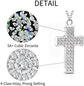 img 2 attached to 💎 Dazzling Double-sided CZ Cross Pendant Necklace for Women, Men, and Teen Girls - Gold/Silver Stainless Steel Chain - Simulated Diamond Design