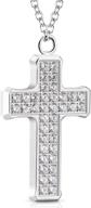 💎 dazzling double-sided cz cross pendant necklace for women, men, and teen girls - gold/silver stainless steel chain - simulated diamond design logo