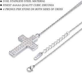 img 3 attached to 💎 Dazzling Double-sided CZ Cross Pendant Necklace for Women, Men, and Teen Girls - Gold/Silver Stainless Steel Chain - Simulated Diamond Design