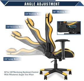 img 2 attached to 🎮 Enhance Your Gaming Experience with the Soontrans Rocking Gaming Chair: PC Computer Chair, Home Office Chair, Racing Chair with Adjustable Recliner, Armrest, Headrest, Lumbar Pillow Support - in Vibrant Yellow