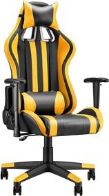 img 4 attached to 🎮 Enhance Your Gaming Experience with the Soontrans Rocking Gaming Chair: PC Computer Chair, Home Office Chair, Racing Chair with Adjustable Recliner, Armrest, Headrest, Lumbar Pillow Support - in Vibrant Yellow