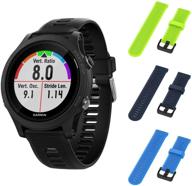 гармин forerunner 945 gps беговые умные наручные часы с набором 3 ремешков wearable4u (лаймовый/темно-синий/голубой) логотип