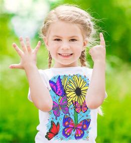 img 1 attached to 🦋 Splat Planet Color in Butterflies T-Shirt with 10 Non-Toxic Washable Magic Markers - Creative Coloring and Washable Fun with Color-in and Wash Out Design