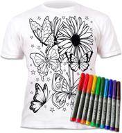 🦋 splat planet color in butterflies t-shirt with 10 non-toxic washable magic markers - creative coloring and washable fun with color-in and wash out design logo