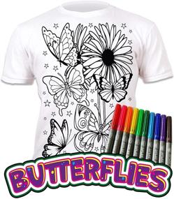 img 3 attached to 🦋 Splat Planet Color in Butterflies T-Shirt with 10 Non-Toxic Washable Magic Markers - Creative Coloring and Washable Fun with Color-in and Wash Out Design