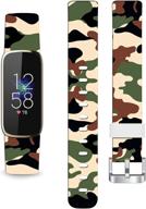 🎀 luxe bands - camo camouflage silicone design with personalized strap for fitbit luxe large - endiy designer aesthetic pattern for women and girls logo