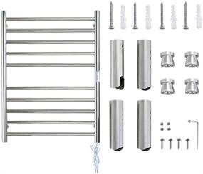 img 1 attached to 🔌 FUREX Electric Heated Towel Rack with 10 Bars - Wall Mount Plug-in/Bath Towel Warmer (Mirror Polish - Timer)