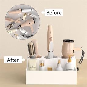 img 2 attached to 🏻 NIUBEE Hair Tool Organizer - White Acrylic Hair Dryer and Styling Holder for Bathroom Countertop - Blow Dryer Holder Vanity Caddy Storage Stand for Accessories, Makeup, Toiletries