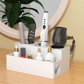 img 3 attached to 🏻 NIUBEE Hair Tool Organizer - White Acrylic Hair Dryer and Styling Holder for Bathroom Countertop - Blow Dryer Holder Vanity Caddy Storage Stand for Accessories, Makeup, Toiletries