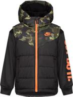 nike little boys' 2fer full zip puffer jacket for warmth and style logo