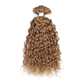 img 3 attached to Honey Blonde Brazilian Water Wave Human Hair Bundles 🍯 - 3 Bundles (16 18 20 Inch) Extensions for Black Women