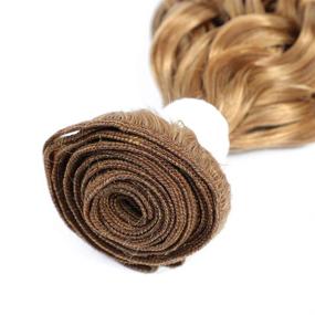 img 2 attached to Honey Blonde Brazilian Water Wave Human Hair Bundles 🍯 - 3 Bundles (16 18 20 Inch) Extensions for Black Women