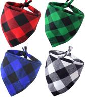 🐶 malier 4-pack dog bandana christmas plaid pet scarf triangle bibs kerchief pet costume accessories for dogs cats pets - classic & versatile design логотип