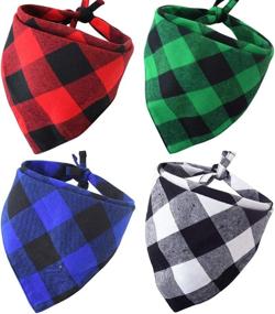 img 4 attached to 🐶 Malier 4-Pack Dog Bandana Christmas Plaid Pet Scarf Triangle Bibs Kerchief Pet Costume Accessories for Dogs Cats Pets - Classic & Versatile Design