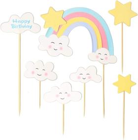 img 3 attached to 🎉 Vibrant Rainbow Cloud Happy Birthday Cake Topper: Perfect Cake Decoration for Children's Birthday Celebrations