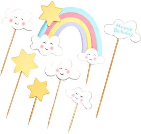 img 2 attached to 🎉 Vibrant Rainbow Cloud Happy Birthday Cake Topper: Perfect Cake Decoration for Children's Birthday Celebrations