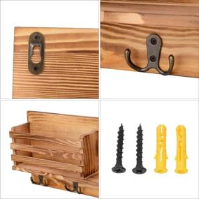 img 1 attached to AXABING Wooden Key Holder with 4 Double Hooks for Home, Office, Corridor - Decorative and Practical Key Storage Solution