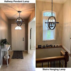 img 1 attached to 🏡 DLLT Chandelier Farmhouse Hanging Lighting: Stylish 3-Light Globe Ceiling Fixture with Metal Swag Pendant for Multiple Spaces, E12 Base Gold