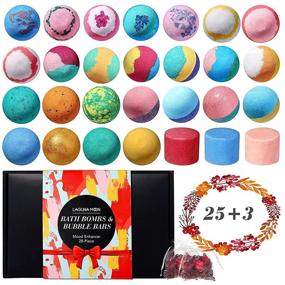 img 4 attached to Organic Bath Bombs Set with Bubble Bars, Dried Flowers - Moisturizing Handmade Bath Bombs with 🛁 Essential Oil, Coconut Oil, Shea Butter - Ideal Gift for Women, Men, Kids - 25 Pcs, Birthday Treat