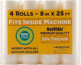 img 4 attached to 🔒 OutOfAir Vacuum Sealer Rolls 8"x25' - 4 Pack (100 ft) | Fits FoodSaver | BPA Free, 33% Thicker | Ideal for Sous Vide, Commercial Grade