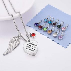 img 3 attached to Heart Cremation Necklace Ashes Birthstones God