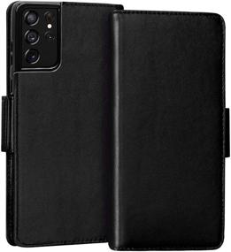 img 4 attached to FYY Samsung Galaxy S21 Ultra 5G 6.8” Luxury RFID Blocking 📱 Wallet Case – Genuine Cowhide Leather Flip Folio Cover with Card Slots, Black