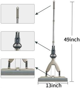 img 3 attached to 🧽 L-KEE Folding Sponge Mop: PVA Super Absorbent, Stainless Steel Handle, 13" PVA Sponge 2pcs, Ideal for Floor Cleaning at Home or Office