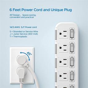 img 3 attached to 💡 CRST Surge Protector Power Strip with Individual Switch: Wall Mounted, Flat Plug, 6 Outlets, 6FT Cord