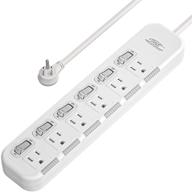 💡 crst surge protector power strip with individual switch: wall mounted, flat plug, 6 outlets, 6ft cord logo