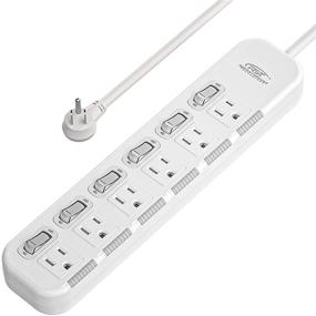 img 4 attached to 💡 CRST Surge Protector Power Strip with Individual Switch: Wall Mounted, Flat Plug, 6 Outlets, 6FT Cord