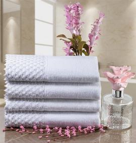 img 2 attached to 🎁 Beautiful Lace-Trimmed Fingertip Towels for Bathroom and Powder Room - Set of 4 - 11 by 18" - Pure Cotton Velour Towel Set Packaged in Gift Box - Ideal for Best Home Décor (White)